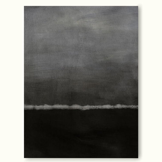 Elegant Minimalist Black and White Abstract Oil Painting for Modern Home Decor