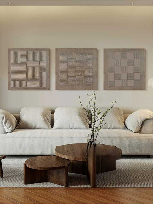 Contemporary Abstract Oil Painting Trio for Modern Home Decor