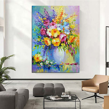 Vibrant Floral Burst Oil Painting for Home Decor and Art Enthusiasts