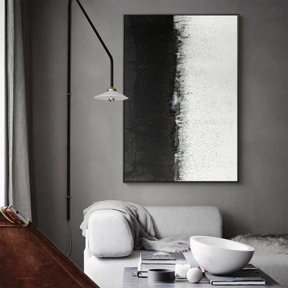 Stunning Black and White Minimalist Oil Painting for Modern Home Decor