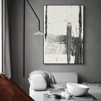 Contemporary Black and White Abstract Oil Painting for Modern Home Decor