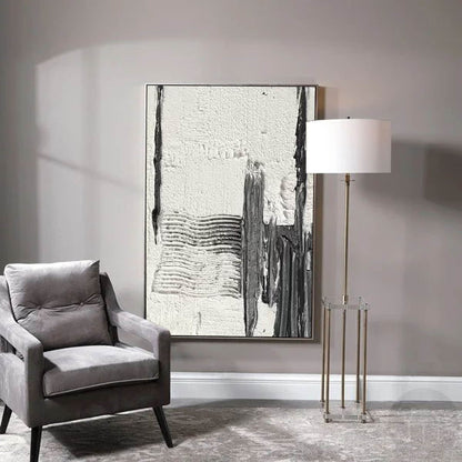 Contemporary Black and White Abstract Oil Painting for Modern Home Decor