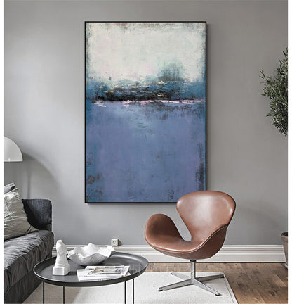 Tranquil Blue Abstract Oil Painting for Modern Home Decor