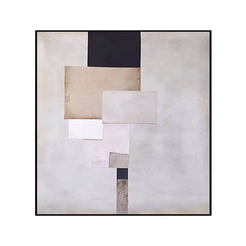 Abstract Minimalist Oil Painting with Geometric Shapes for Contemporary Decor