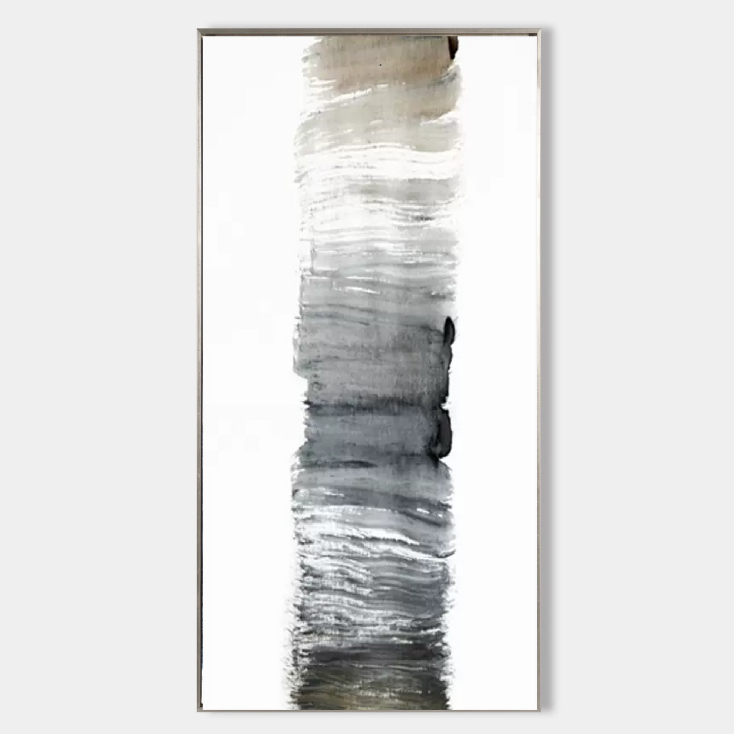 Serene Minimalist Black and White Abstract Oil Painting for Modern Home Decor