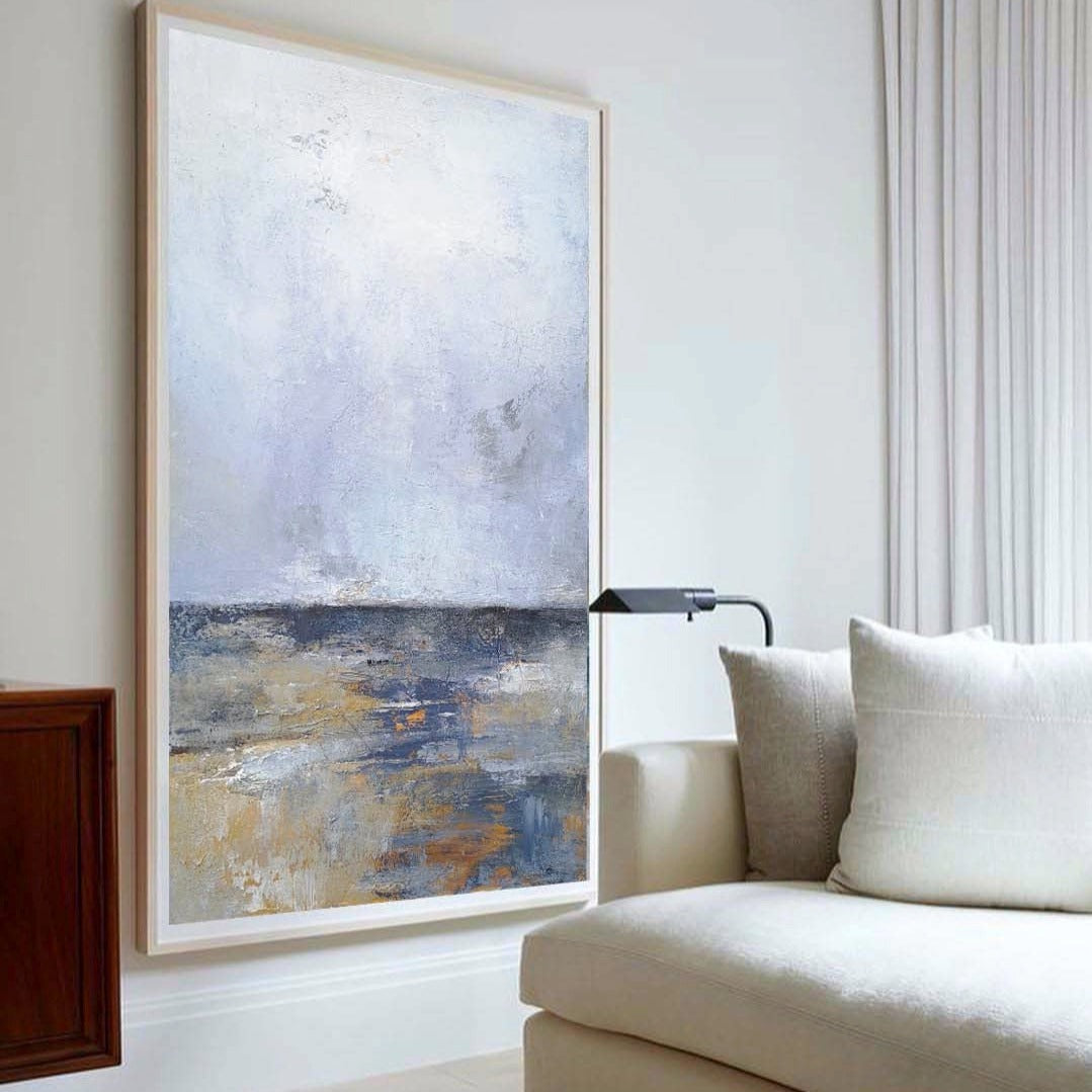 Serene Coastal Horizon Oil Painting for Tranquil Home Decor