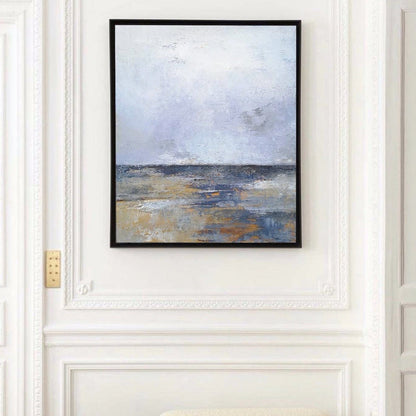 Serene Coastal Horizon Oil Painting for Tranquil Home Decor