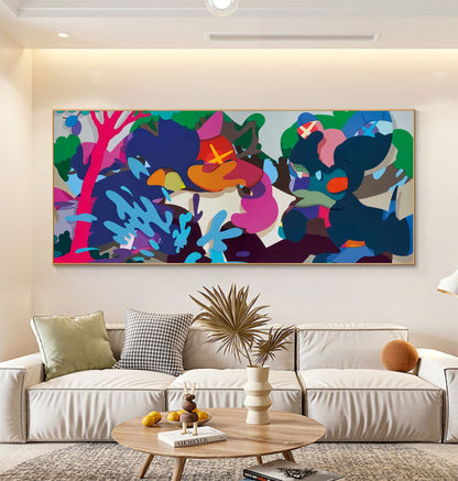 Vibrant Kaws-Inspired Pop Art Oil Painting for Modern Home Decor