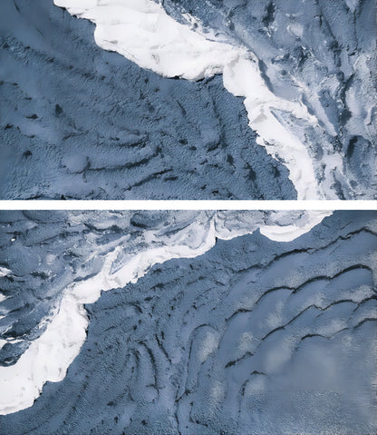 Textured Coastal Landscape Oil Painting in Blue and White Tones for Contemporary Decor