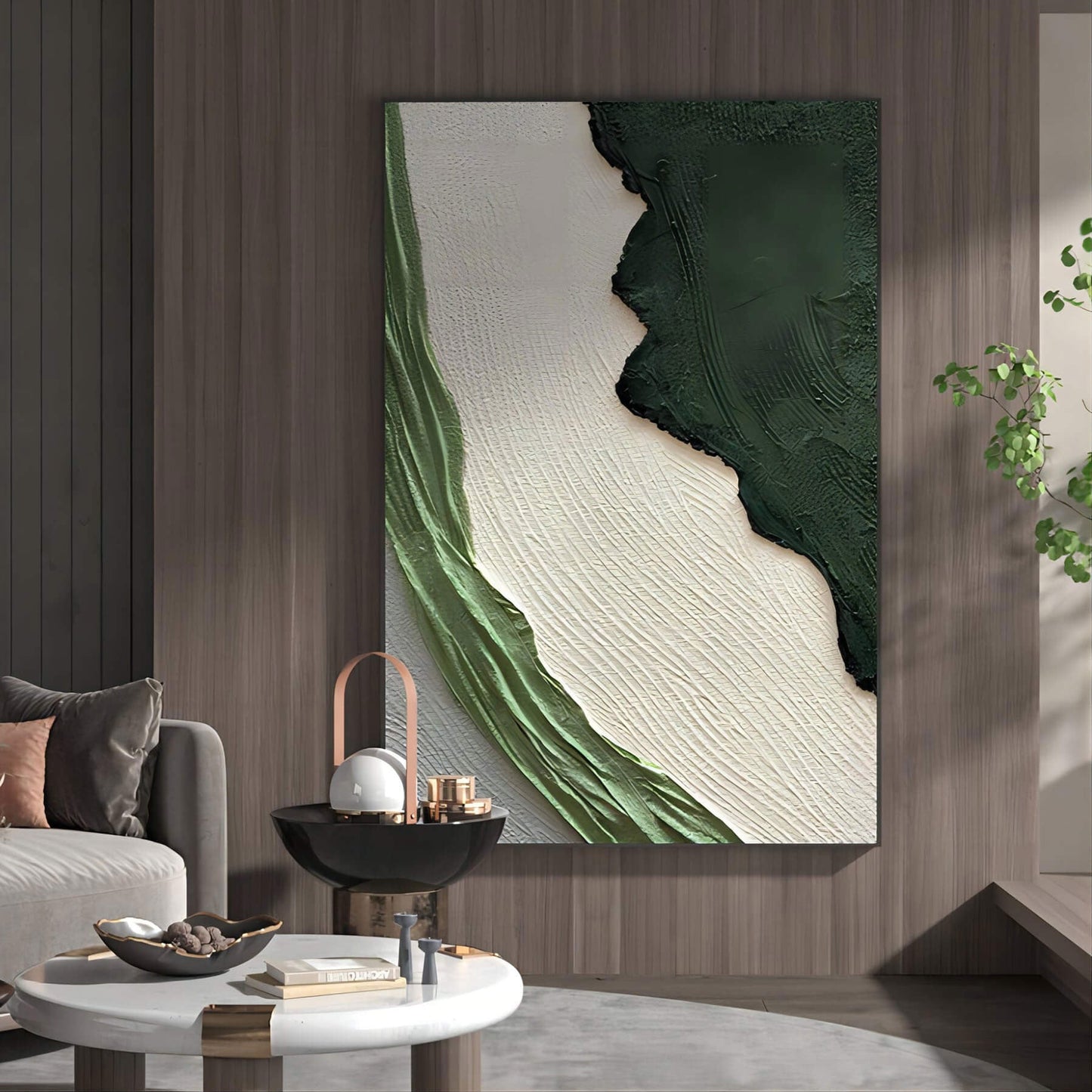 Serene Green Abstract Oil Painting for Modern Home Decor