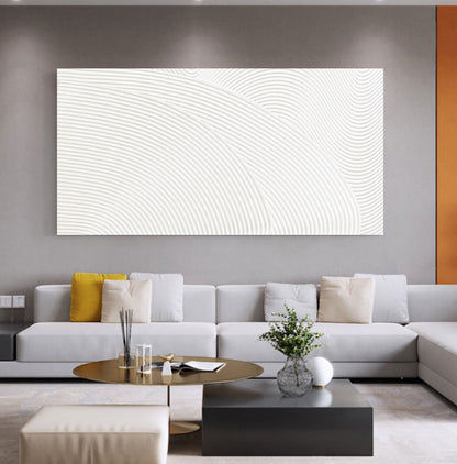 Textured White Abstract Oil Painting for Modern Home Decor