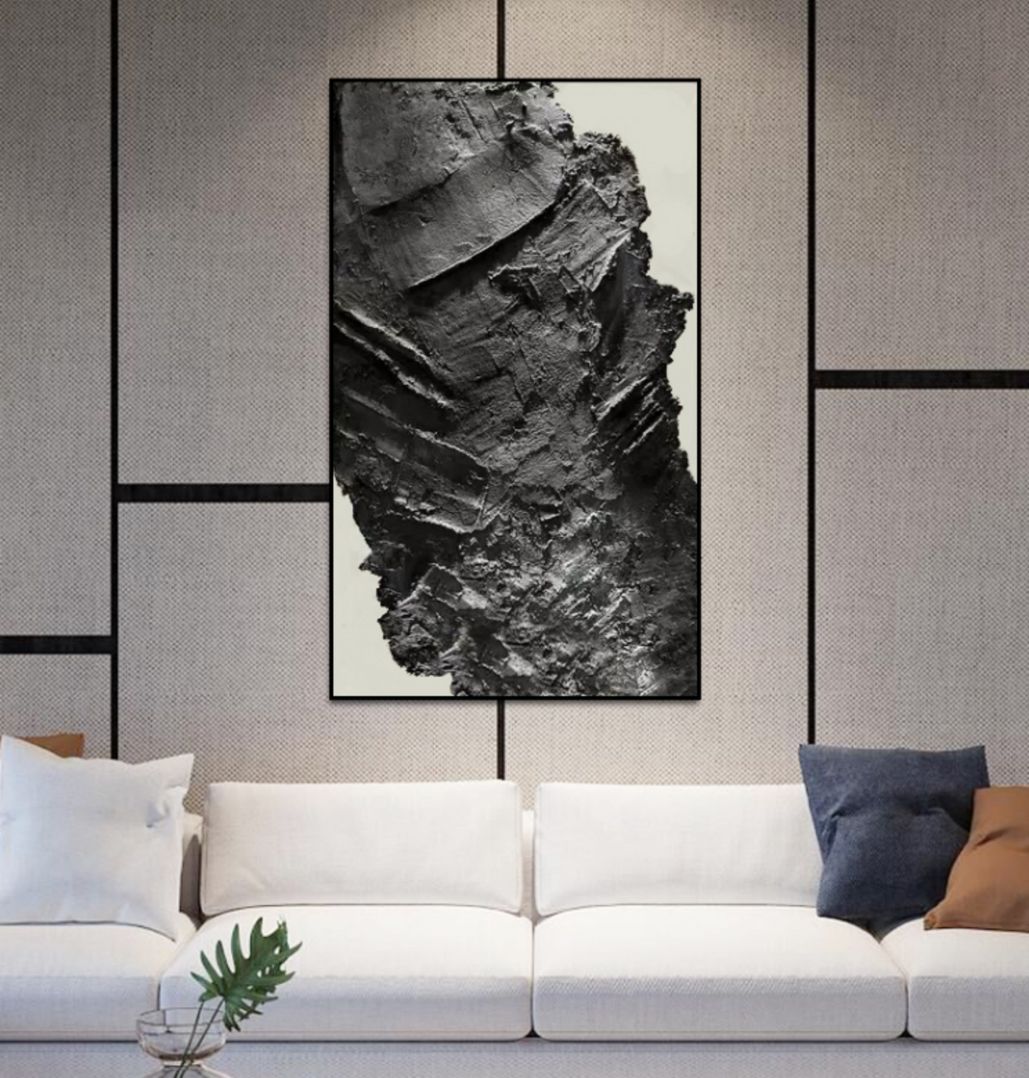 Abstract Black Texture Oil Painting for Modern Art Decor