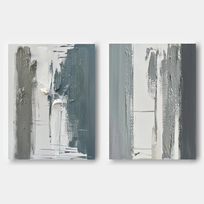 Contemporary Abstract Oil Paintings Pair for Modern Home Decor