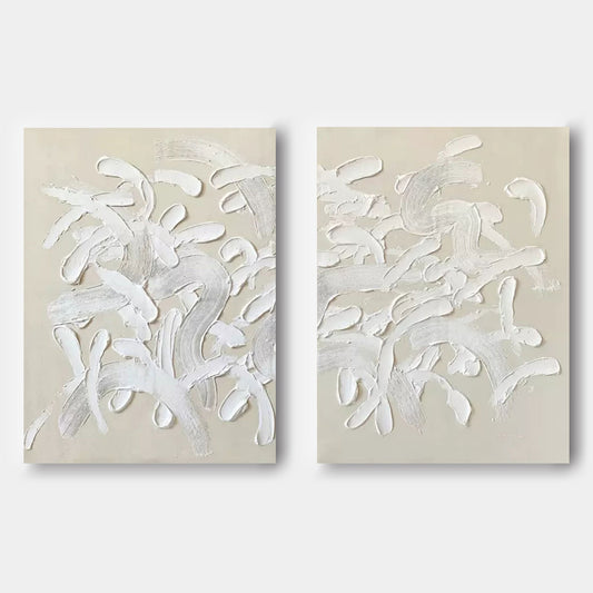 Contemporary Abstract Oil Painting Duo for Modern Home Decor