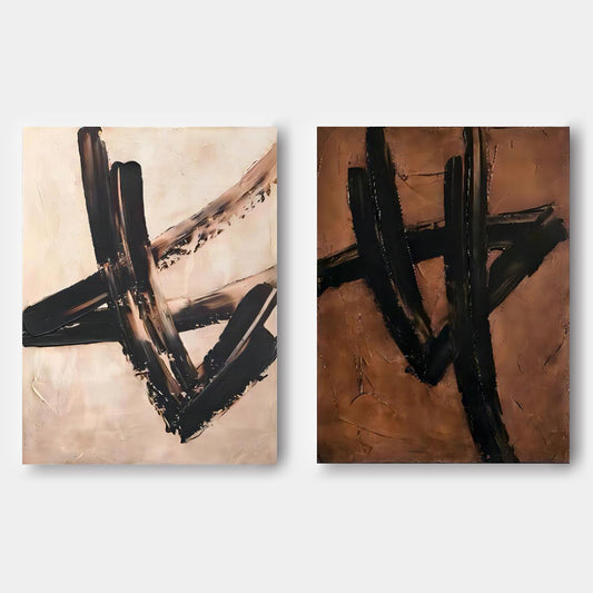 Contemporary Abstract Oil Painting Duo for Modern Home Décor