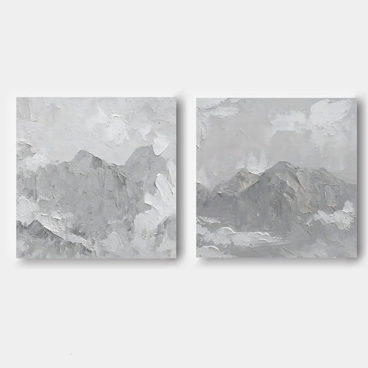 Monochrome Mountain Landscape Oil Paintings for Stylish Home Decor