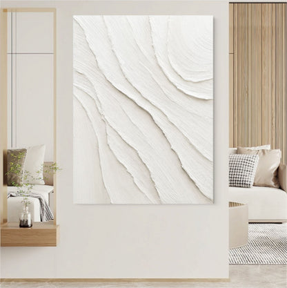 Textured White Abstract Oil Painting for Modern Home Decor