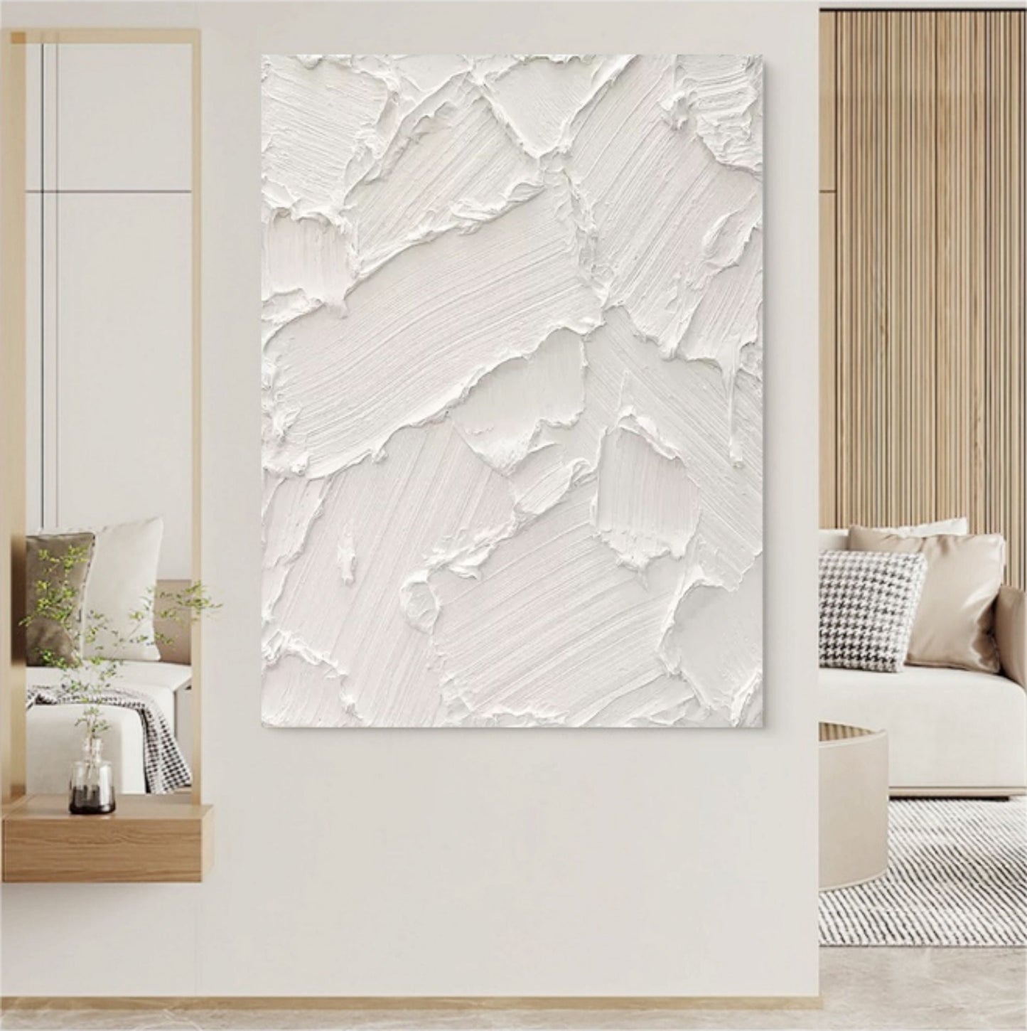 Textured White Oil Painting for Modern Home Decor and Art Enthusiasts