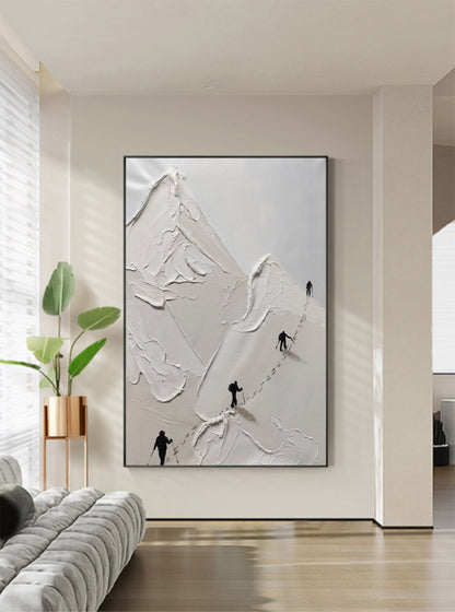 Abstract Mountain Climb Oil Painting with Textured Plaster Finish