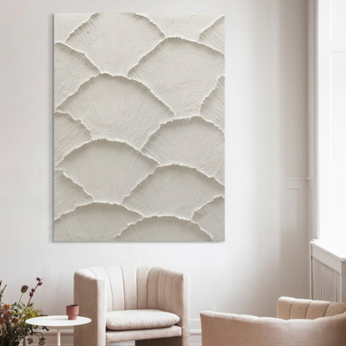 Textured White Plaster Oil Painting for Modern Home Decor Enhancement