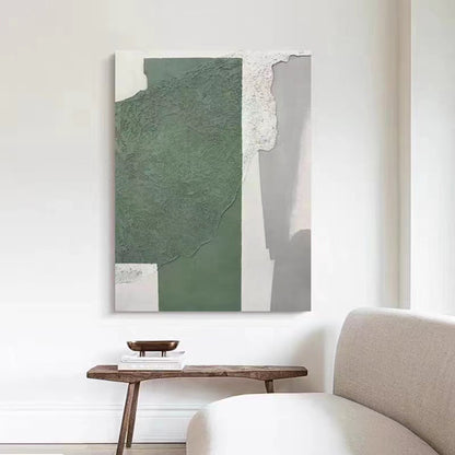 Abstract Green and Gray Oil Painting for Modern Home Decor