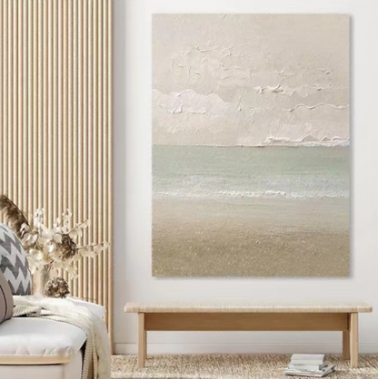 Tranquil Coastal Landscape Oil Painting for Serene Home Decor