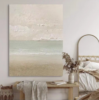 Tranquil Coastal Landscape Oil Painting for Serene Home Decor