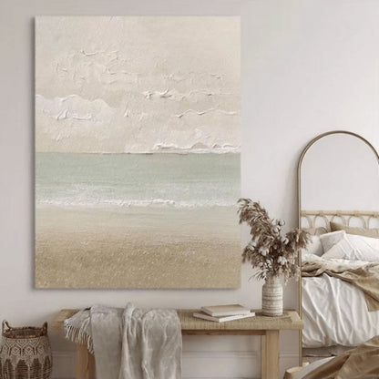 Tranquil Beach Sunrise Oil Painting for Coastal Home Decor