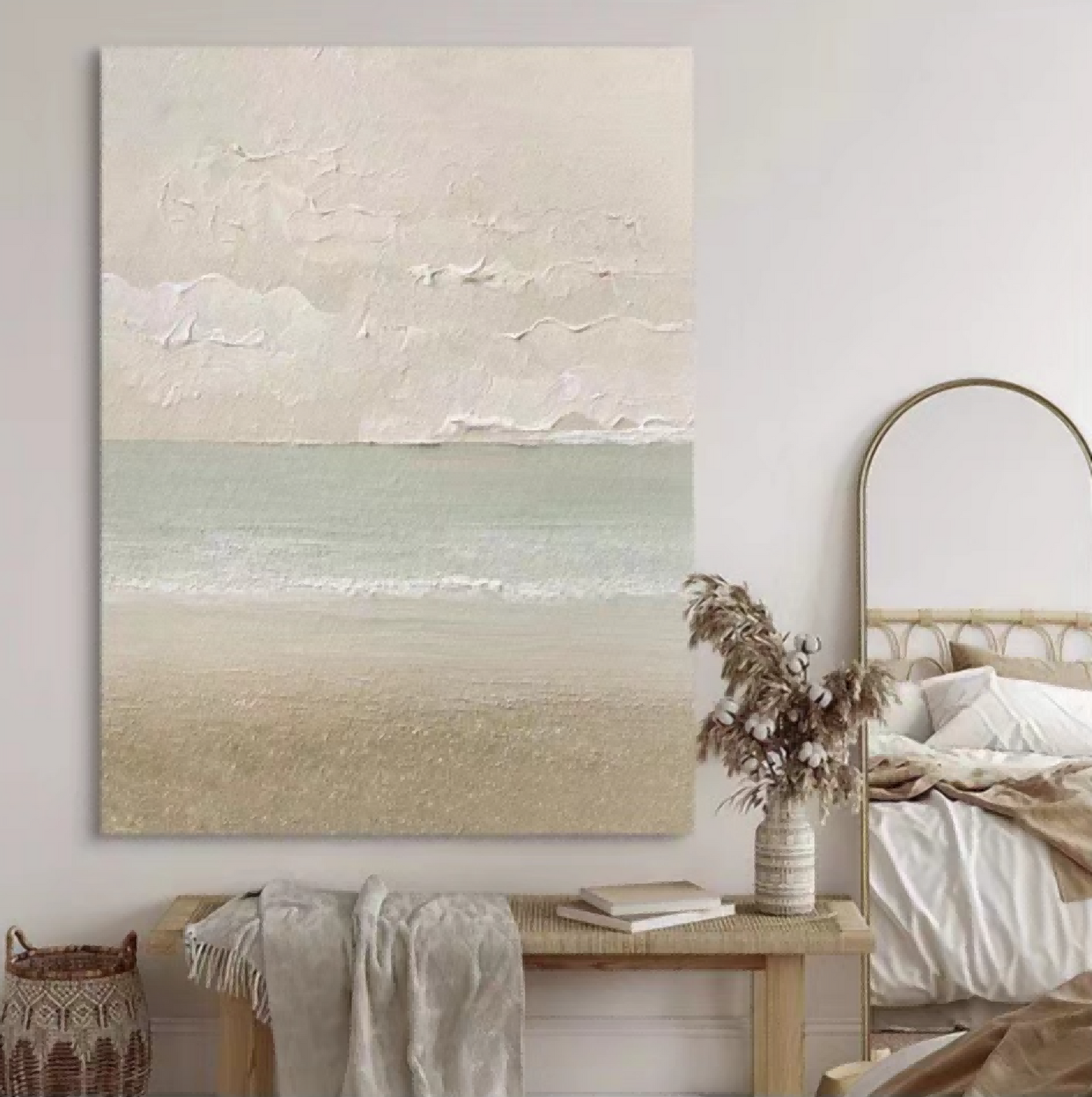 Serene Coastal Landscape Oil Painting for Tranquil Wall Decor