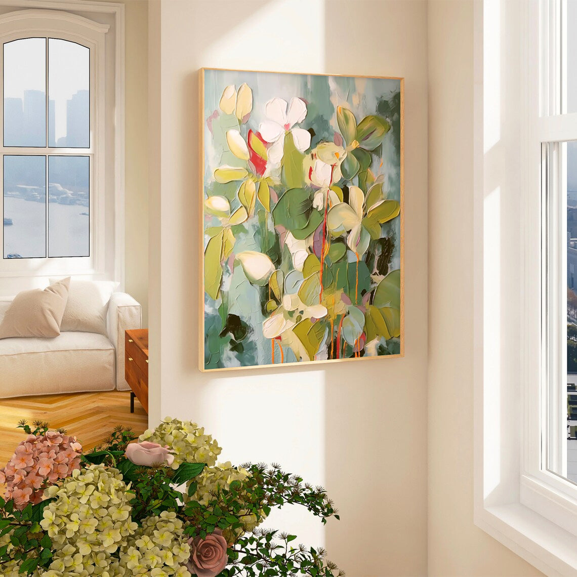 Vibrant Floral Oil Painting for Elegant Home Decor and Artistic Expression