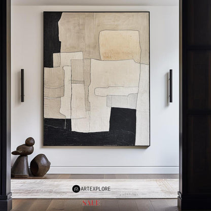 Contemporary Neutral Abstract Oil Painting for Modern Home Decor