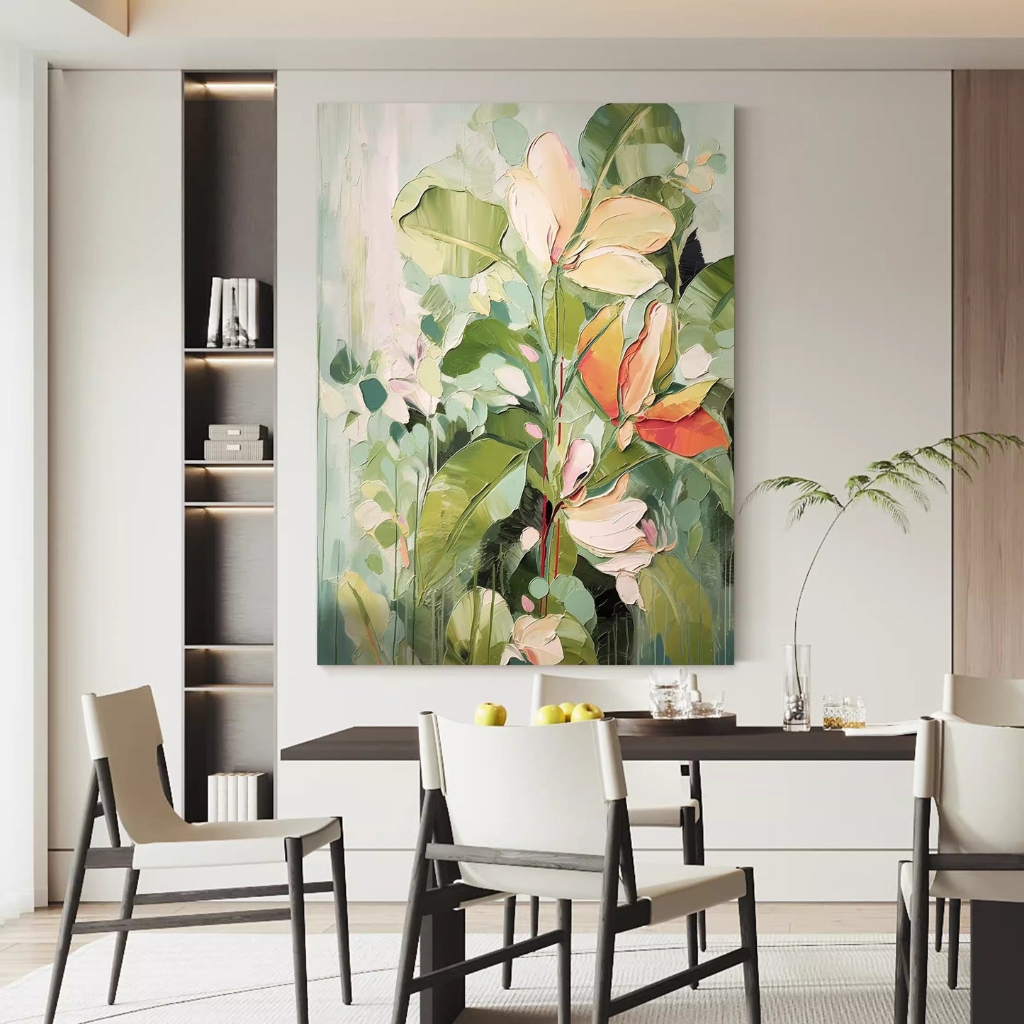Vibrant Floral Oil Painting on Canvas - Colorful Nature-Inspired Wall Art Decor