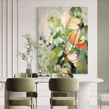 Vibrant Floral Oil Painting on Canvas - Colorful Nature-Inspired Wall Art Decor