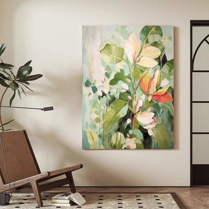 Vibrant Floral Oil Painting on Canvas - Colorful Nature-Inspired Wall Art Decor