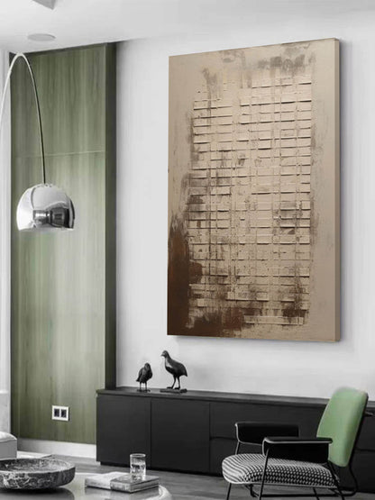 Textured Neutral Wall Art - Contemporary Wabi-Sabi Oil Painting for Modern Home Decor