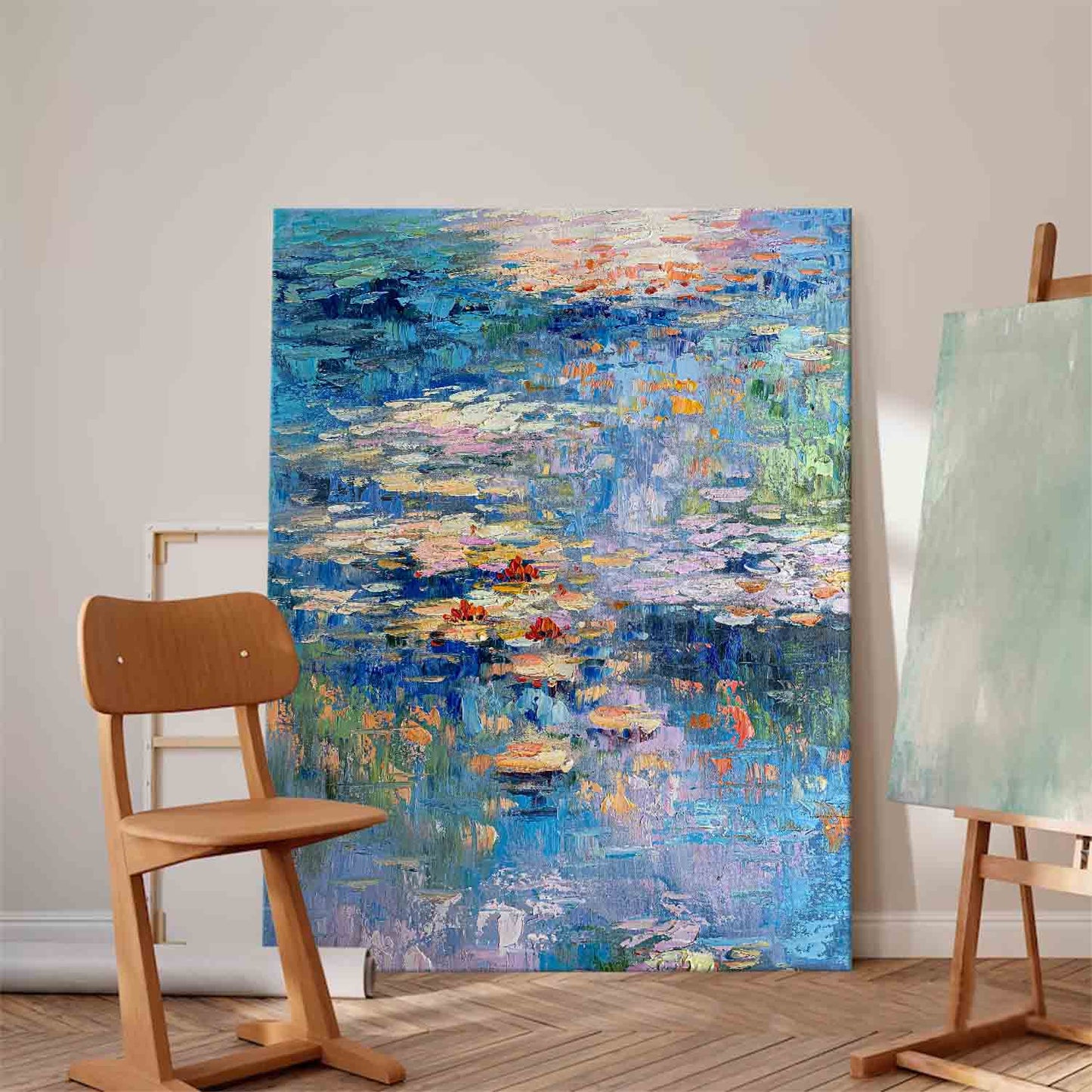 Serene Water Lilies Oil Painting for Tranquil Home Decor