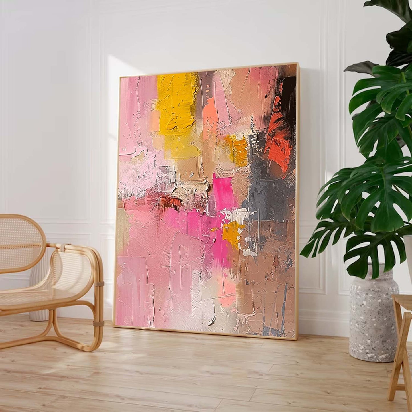 Vibrant Abstract Oil Painting with Bold Colors for Modern Home Decor