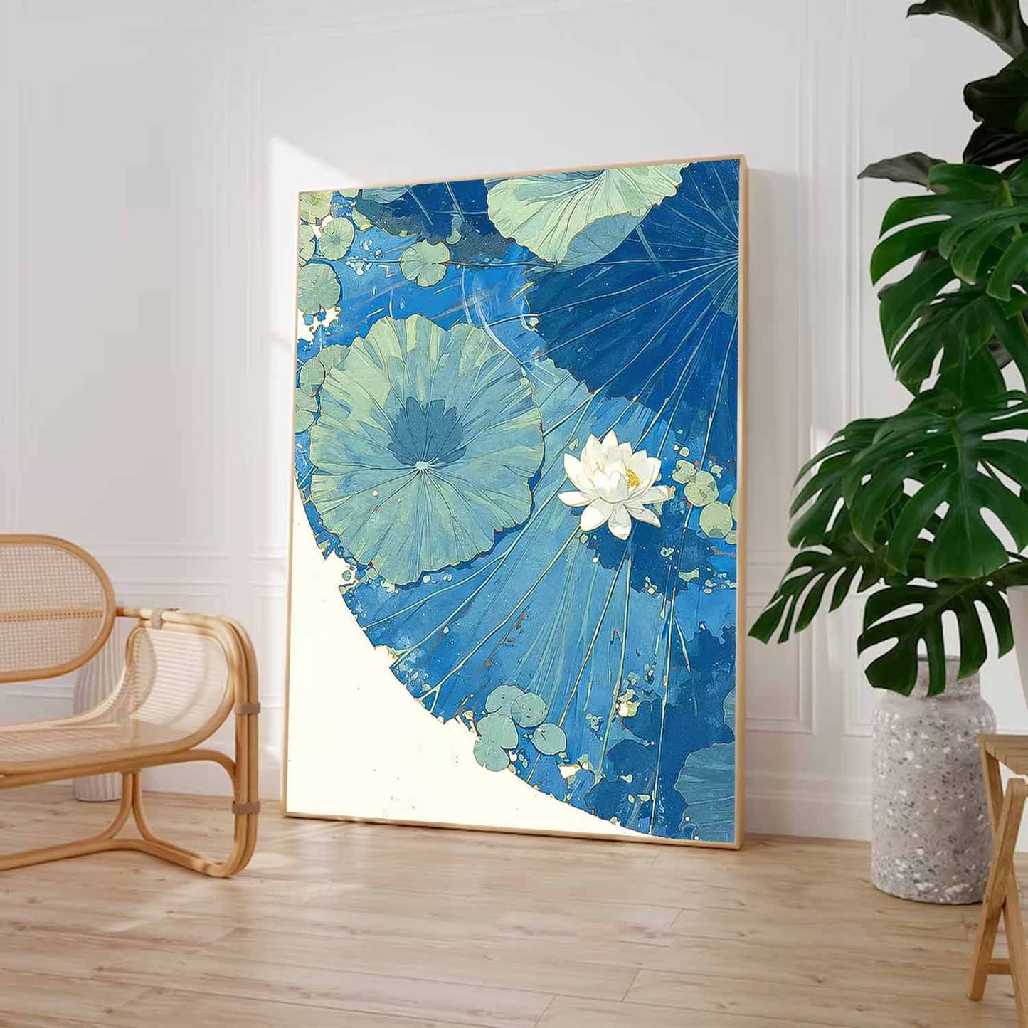 Serene Water Lily Oil Painting on Canvas for Tranquil Home Decor