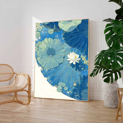 Serene Water Lily Oil Painting on Canvas for Tranquil Home Decor
