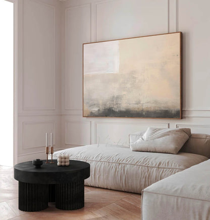 Serene Abstract Oil Painting in Soft Neutral Tones for Modern Home Decor