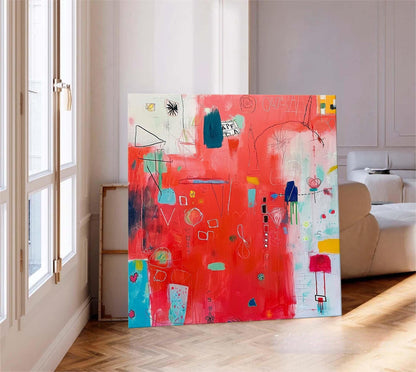 Vibrant Abstract Oil Painting on Canvas for Modern Home Decor