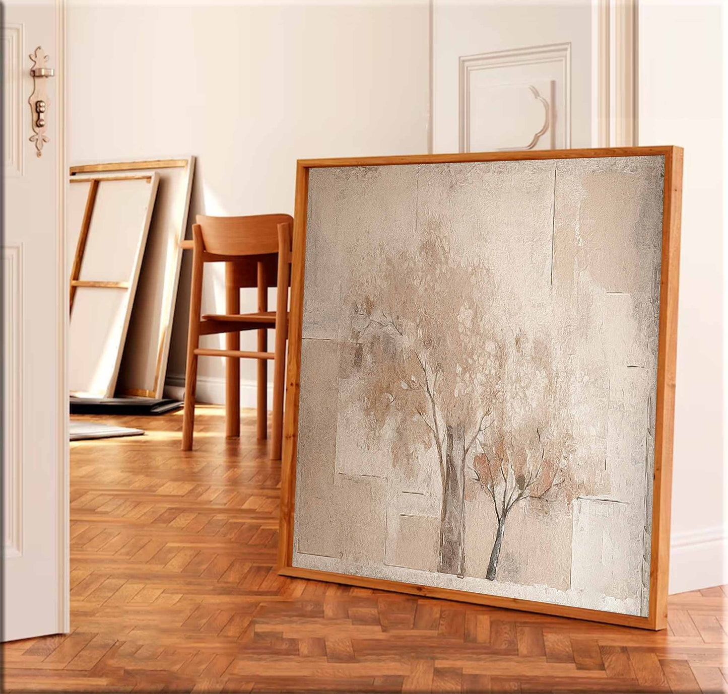 Serene Abstract Tree Oil Painting for Modern Home Decor