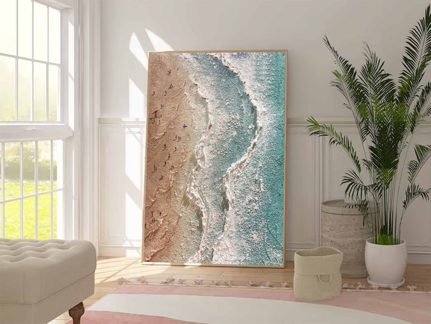 Stunning Beach Scene Oil Painting for Coastal Home Decor
