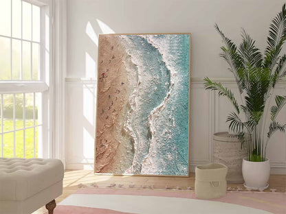 Stunning Beach Scene Oil Painting for Coastal Home Decor