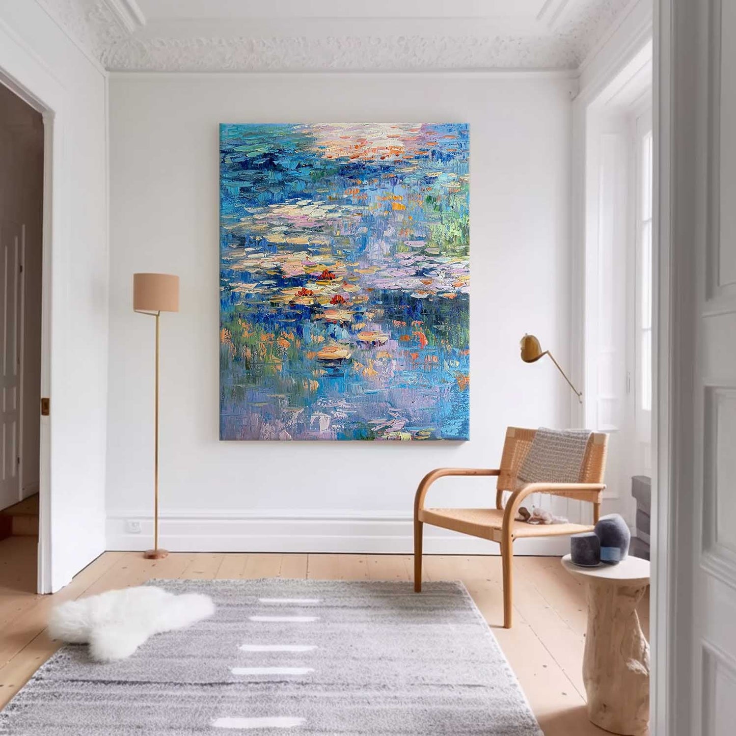 Serene Water Lilies Oil Painting for Tranquil Home Decor