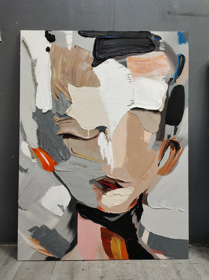 Abstract Oil Painting with Bold Colors and Distinctive Textures
