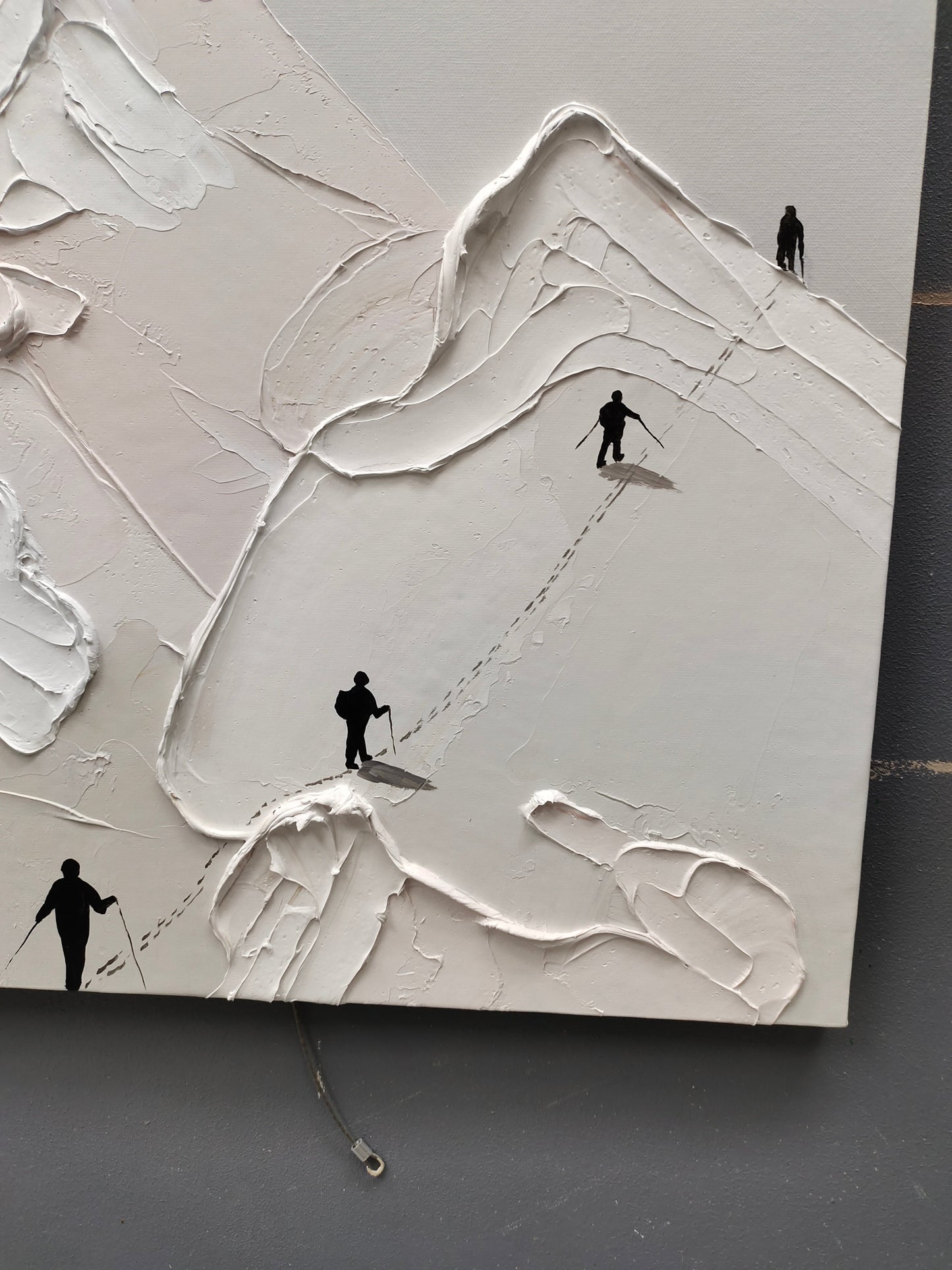 Abstract Mountain Climb Oil Painting with Textured Plaster Finish