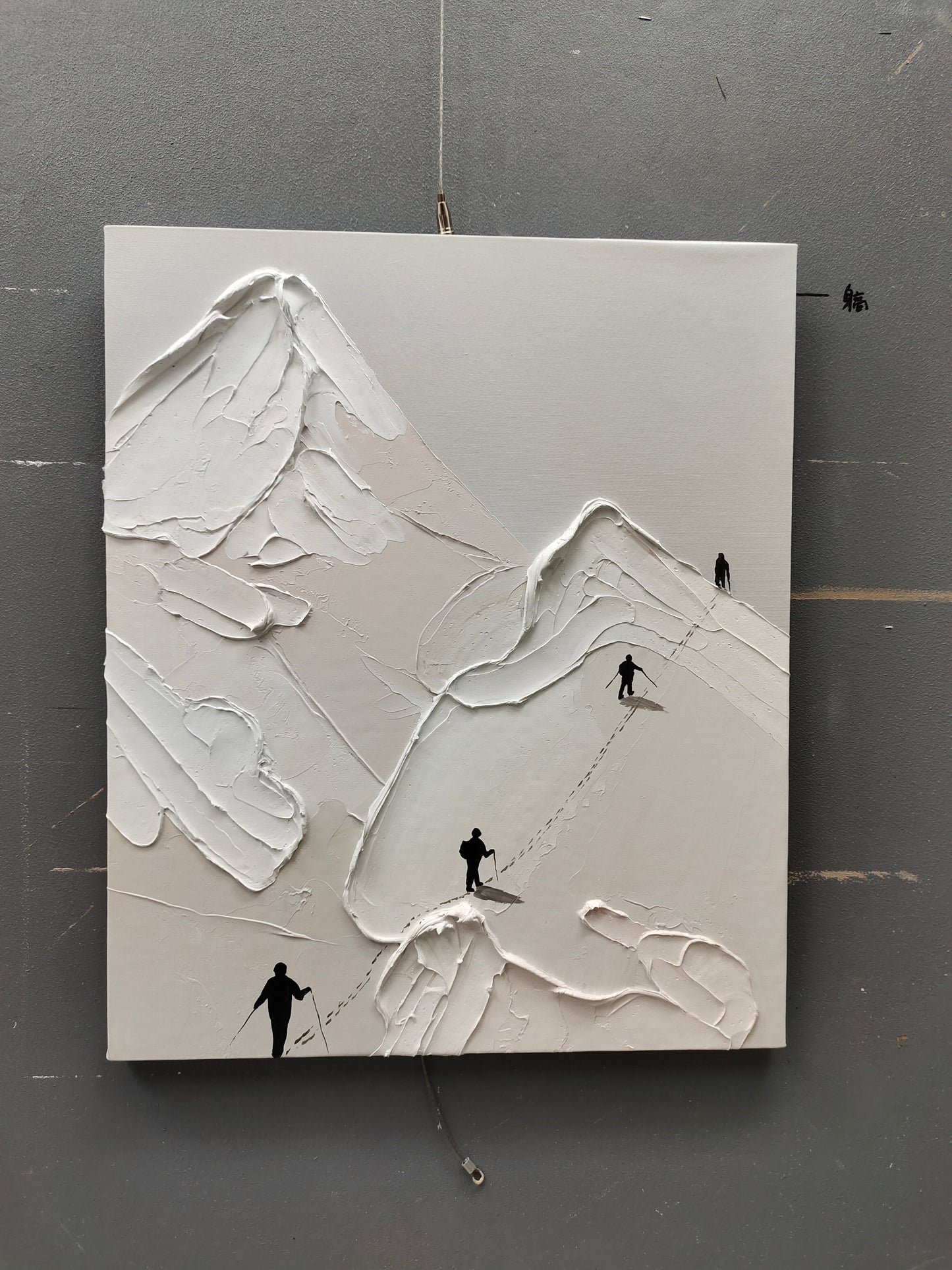 Abstract Mountain Climb Oil Painting with Textured Plaster Finish