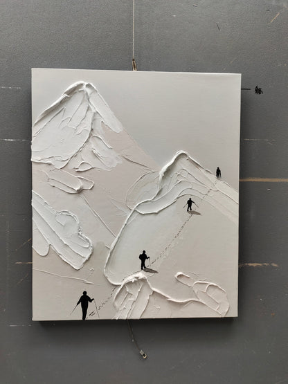 Abstract Mountain Climb Oil Painting with Textured Plaster Finish