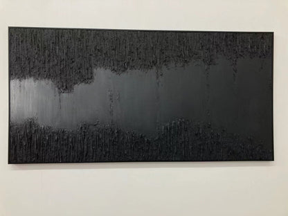 Large Black Textured Oil Painting - Modern Minimalist Canvas Artwork for Contemporary Spaces